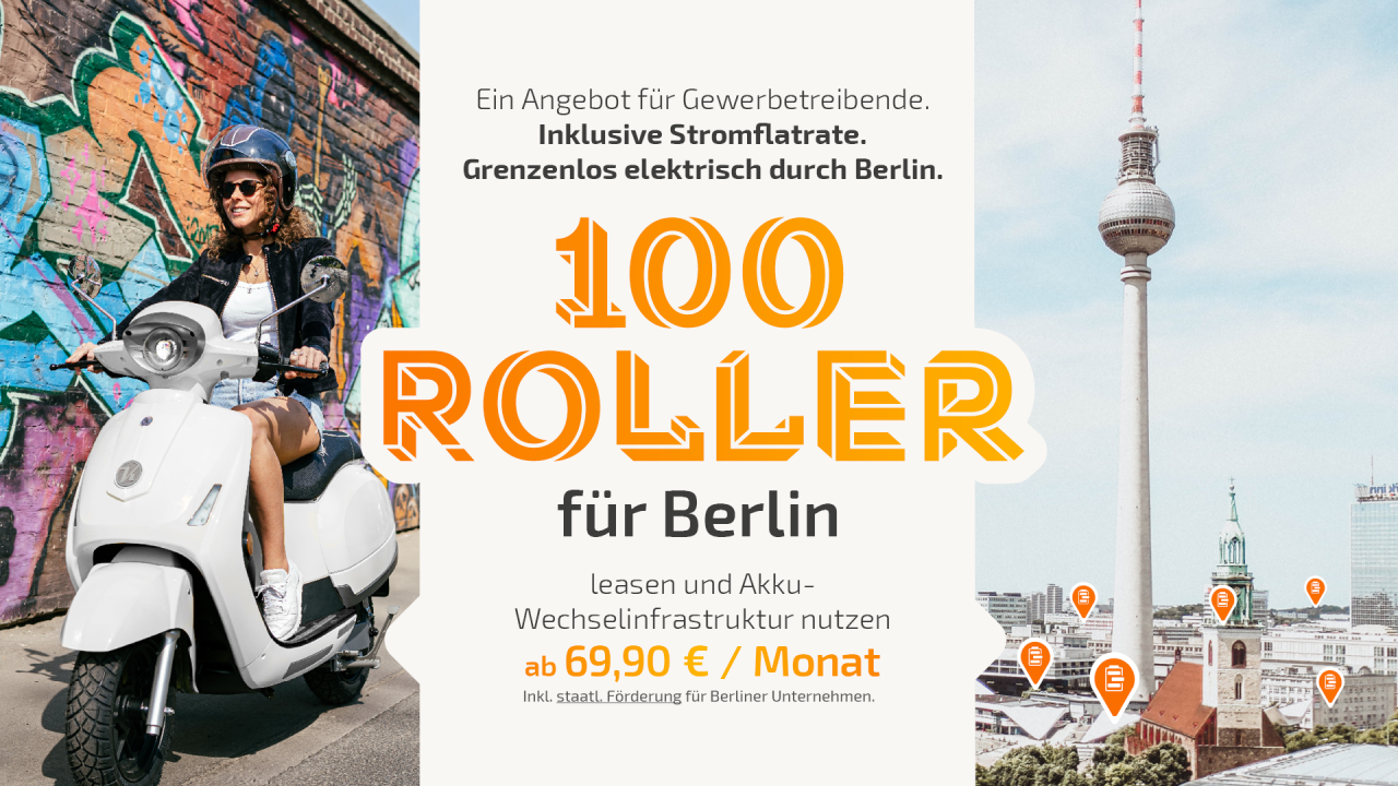 Headerbild 100 Roller für Berlin: Kumpan und Swobbee bieten unschlagbares Mobilitäts-Angebot